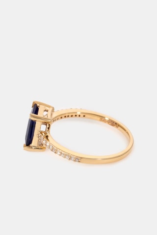 Bague Carré - Or jaune, diamants et saphir