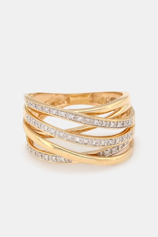 Bague Méli-mélo scintillant - Or jaune et diamants