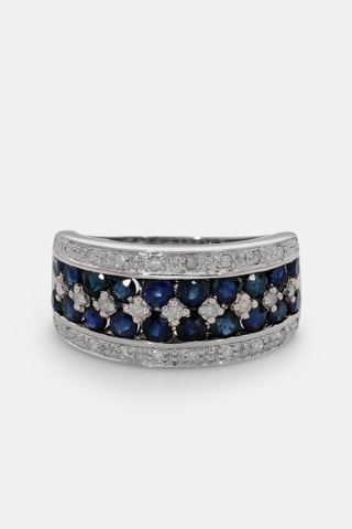 Bague Chemin des Saphirs - Or blanc, diamants et saphirs