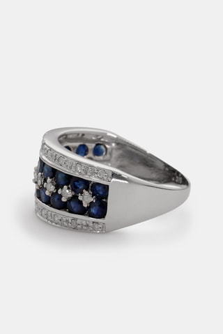 Bague Chemin des Saphirs - Or blanc, diamants et saphirs