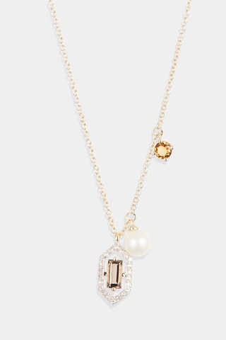 Collier Ilia - Or jaune, diamants, citrine, quartz et perle fine