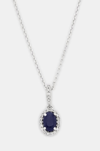 Pendentif Courtoisie - Or blanc, diamants et saphir