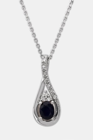 Pendentif Blue Tear - Or blanc, diamants et saphir