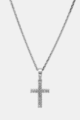 Pendentif Croix du bonheur - Or blanc et diamants