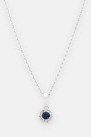 Pendentif Précieux Saphir - Or blanc, diamants et saphir