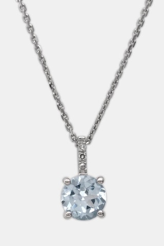 Pendentif Blue Light - Or blanc, diamants et topaze