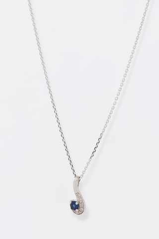 Pendentif Virgule - 
Or blanc, diamants et saphir