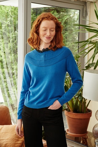 Pull en laine et cachemire Marasio - Bleu électrique