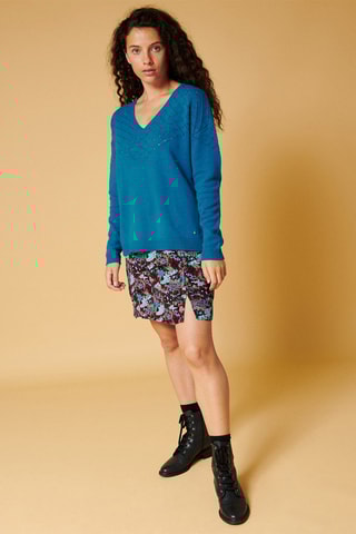 Pull en laine et cachemire Mikael - Bleu électrique