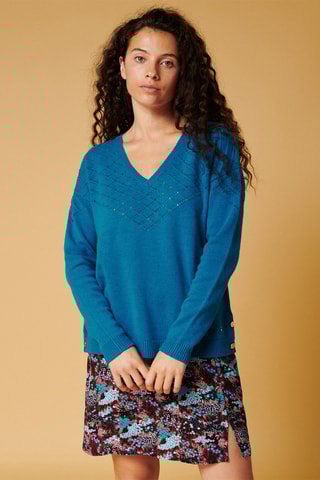 Pull en laine et cachemire Mikael - Bleu électrique