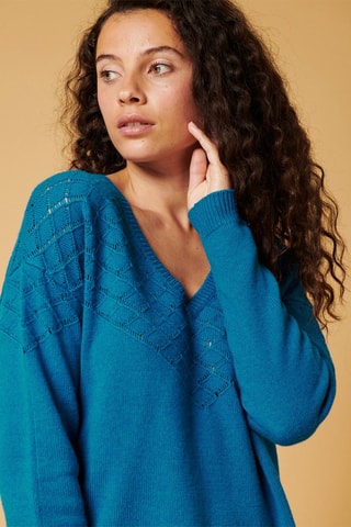 Pull en laine et cachemire Mikael - Bleu électrique