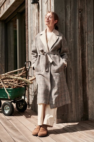 Manteau réversible en laine Longnal - Gris clair chiné