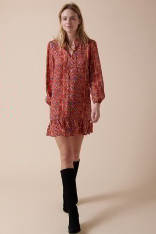 Robe trapèze Riehen - Rouge brique et écru