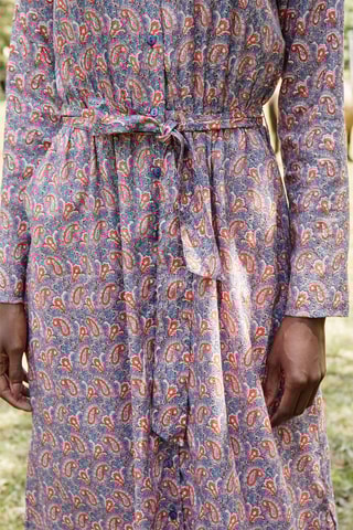 Robe midi Rito - Bleu marine et corail