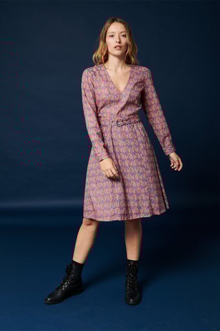 Robe trapèze Rilan - Bleu marine et corail