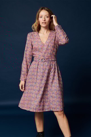 Robe trapèze Rilan - Bleu marine et corail