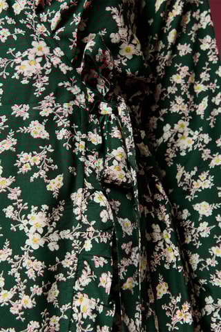 Robe portefeuille Ryahana - Vert foncé et écru
