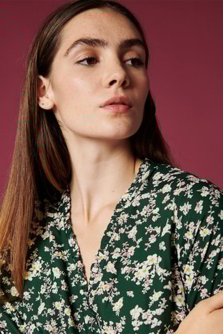 Robe portefeuille Ryahana - Vert foncé et écru