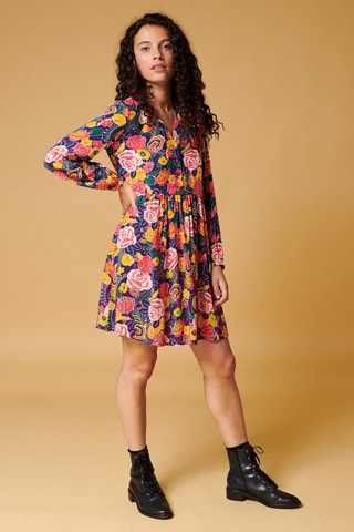Robe trapèze Ruken - Bleu marine et corail