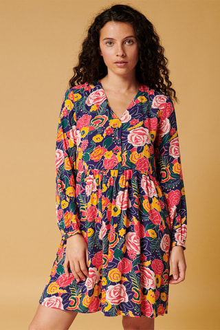 Robe trapèze Ruken - Bleu marine et corail