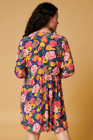 Robe trapèze Ruken - Bleu marine et corail