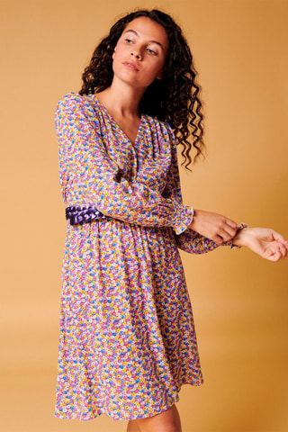 Robe trapèze Rozen - Violet et jaune