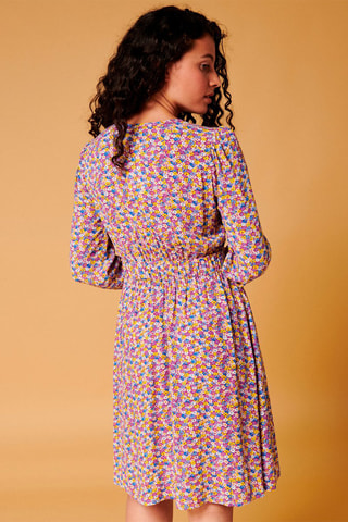 Robe trapèze Rozen - Violet et jaune