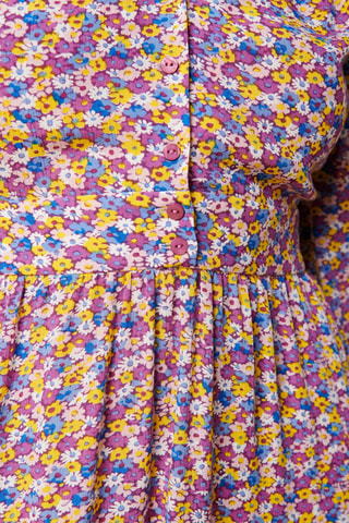 Robe trapèze Rozen - Violet et jaune