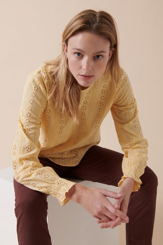 Blouse en broderie anglaise Tebessa - Jaune