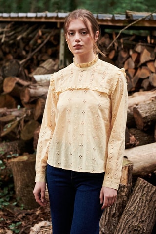 Blouse en broderie anglaise Theron - Jaune