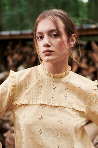Blouse en broderie anglaise Theron - Jaune