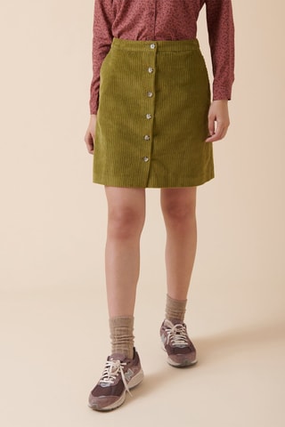 Jupe droite en velours Jano - Vert olive