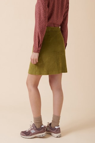 Jupe droite en velours Jano - Vert olive