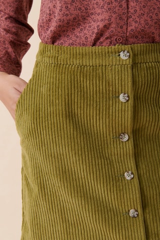 Jupe droite en velours Jano - Vert olive