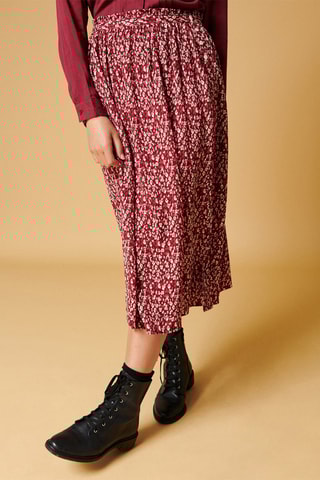 Saia midi cintura subida Janice - Vermelho