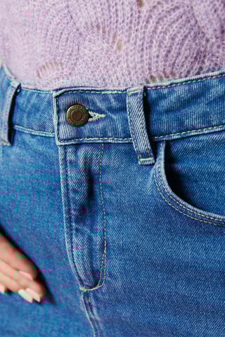 Jupe droite en jean taille haute Jude - Ciel