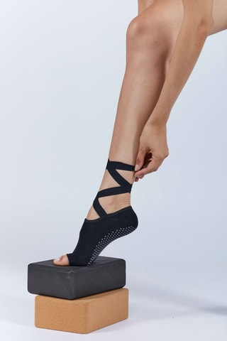 Chaussettes de yoga avec lacets - Noir