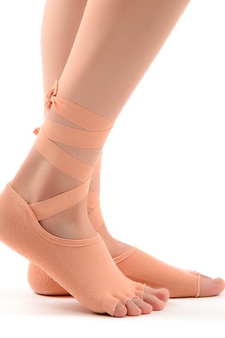Chaussettes de yoga avec lacets - Beige