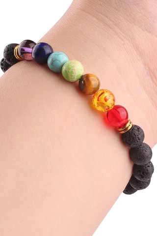 Bracelet de yoga - Améthyste, lapis-lazuli, turquoise, pierre d'empereur, œil de tigre, onyx et pierre volcanique