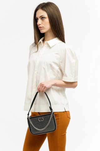 Mini sac porté épaule - Argenté et noir