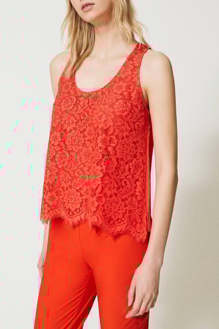 Top en dentelle - Corail