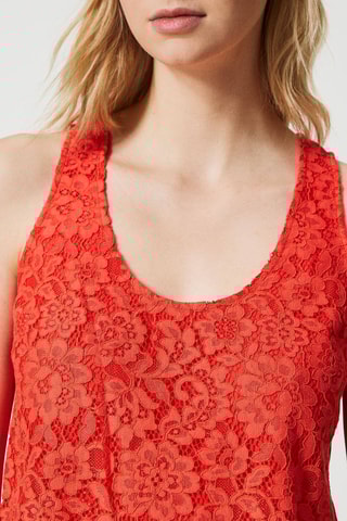 Top en dentelle - Corail