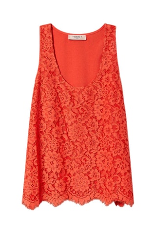 Top en dentelle - Corail