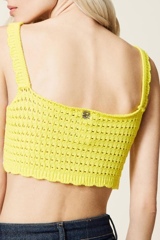 Gehaakte Crop Top Geel
