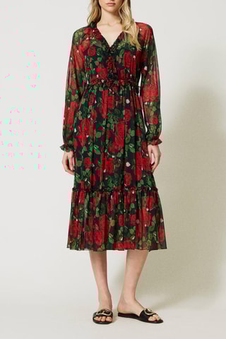 Robe midi - Noir et rouge