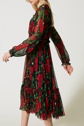 Robe midi - Noir et rouge