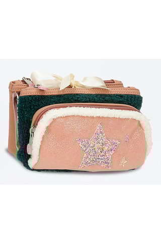 Trousse double - Rose foncé et vert sapin