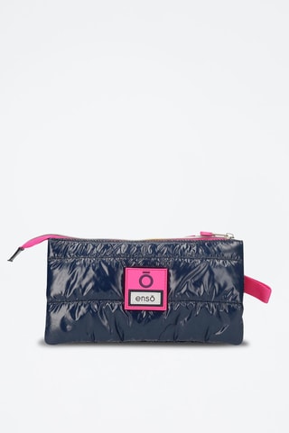 Trousse triple - Bleu marine et fuchsia