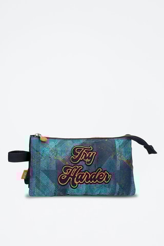 Trousse triple - Turquoise et noir