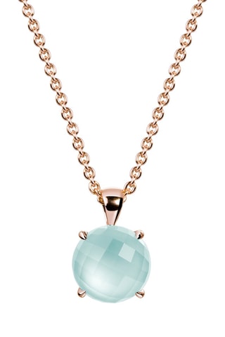 Collier - Argent plaqué or rose et calcédoine